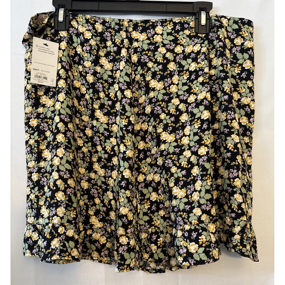 Women's SO Good For Life Floral Ruffle Hem Zipper Mini Skirt XXL Artsy Beach NWT